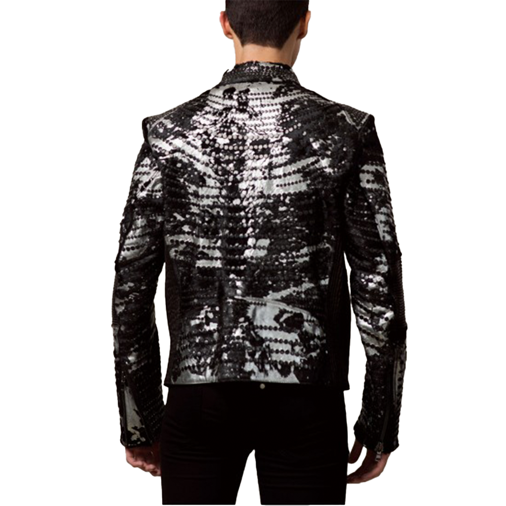 Printed leather jacket (DGMD1000)