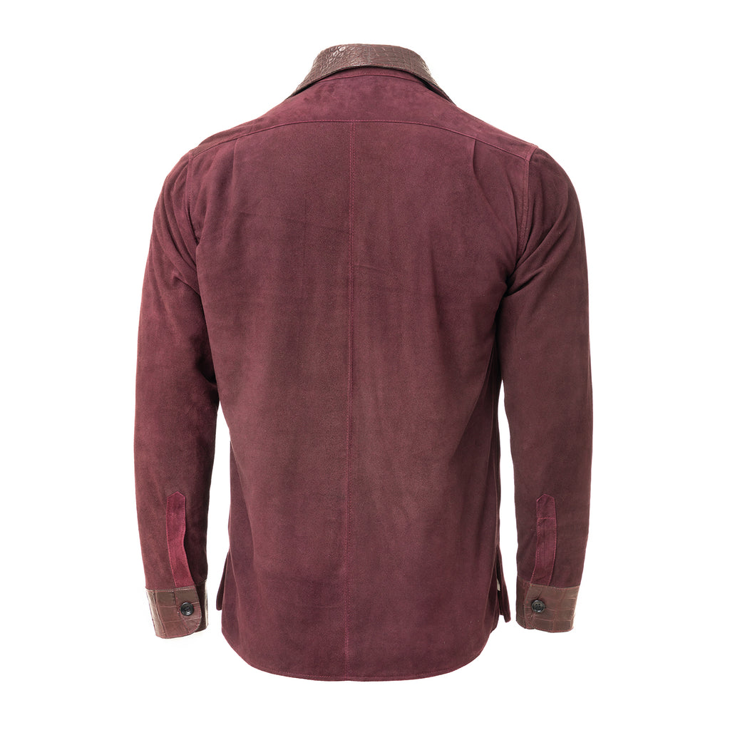 Burgundy Suede Shirt with Lizard Leather Accents