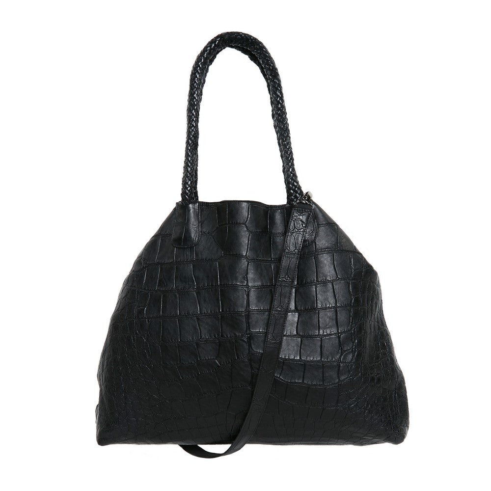 Black Alligator Skin Shopping Bag