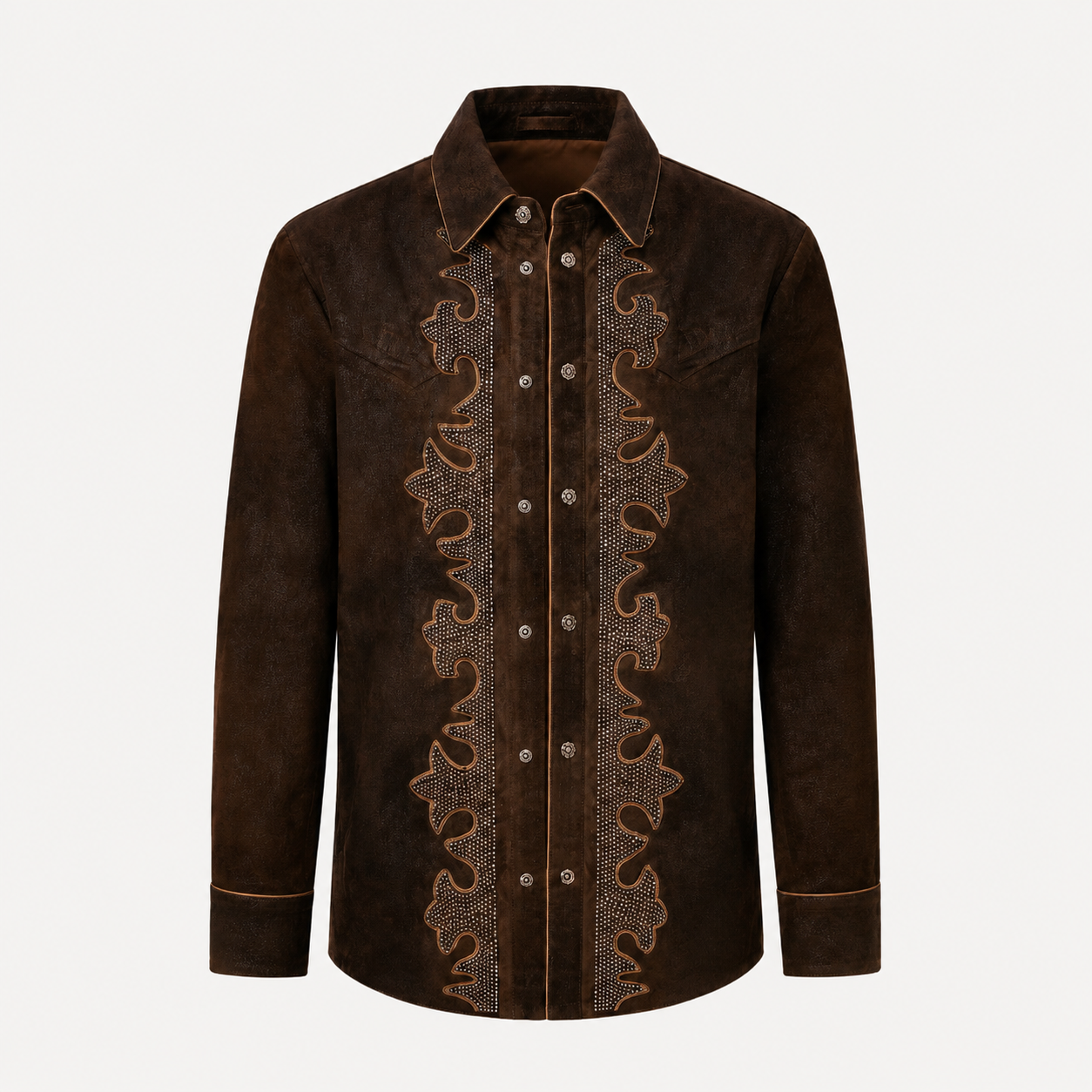 Sheepskin Leather Shirt with Metal Studs