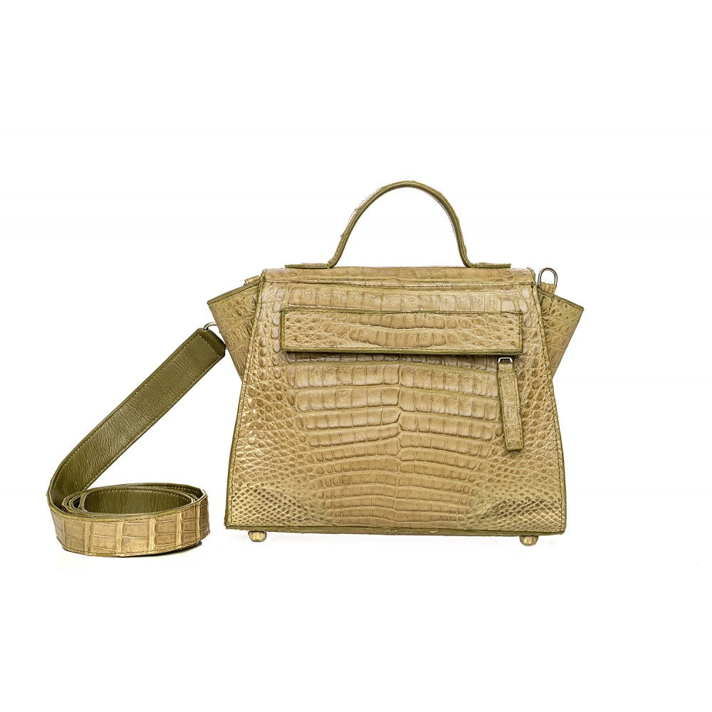 Caiman Leather Flap Handbag