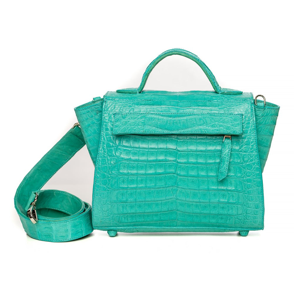 Caiman Leather Flap Handbag