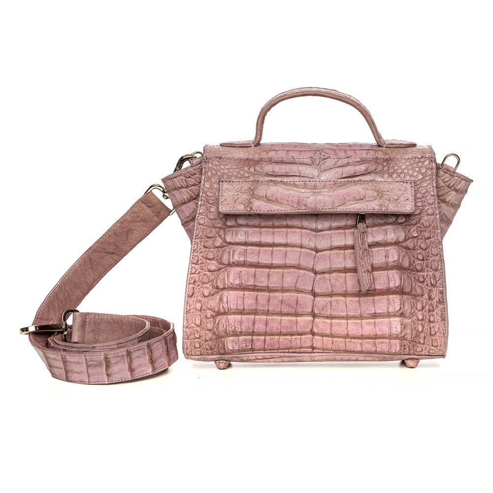 Caiman Leather Flap Handbag