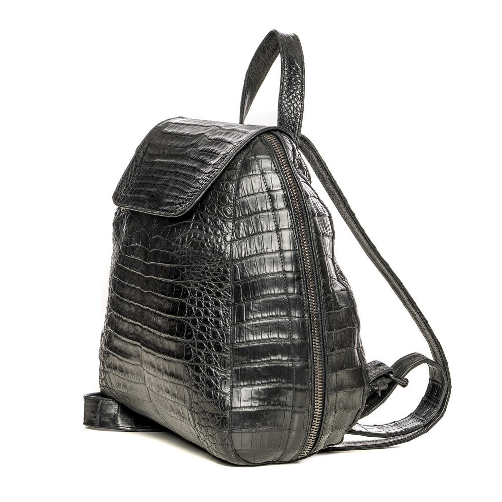 Caiman Leather Backpack with Suede Interior