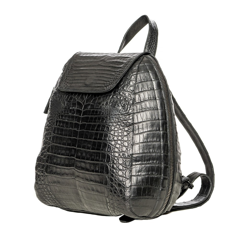 Caiman Leather Backpack with Suede Interior