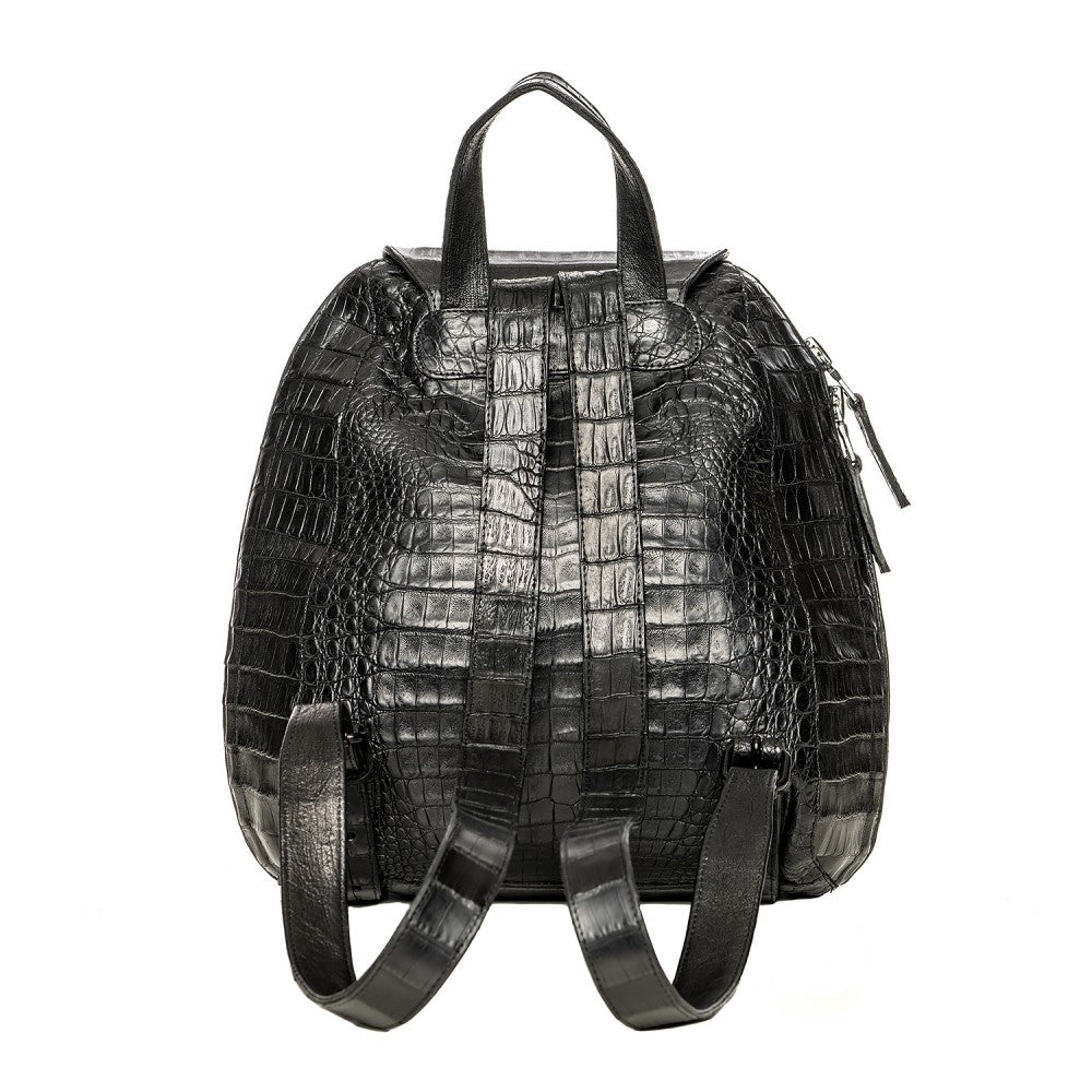 Caiman Leather Backpack with Suede Interior