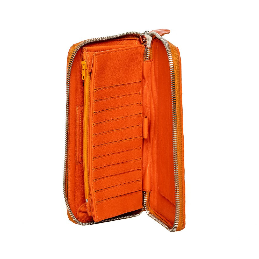 Orange Caiman Leather Wallet