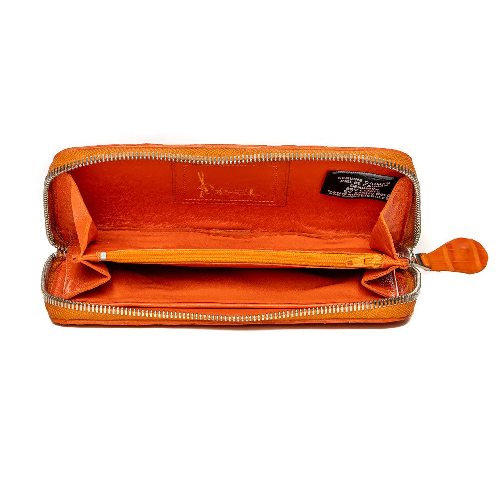 Orange Caiman Leather Wallet