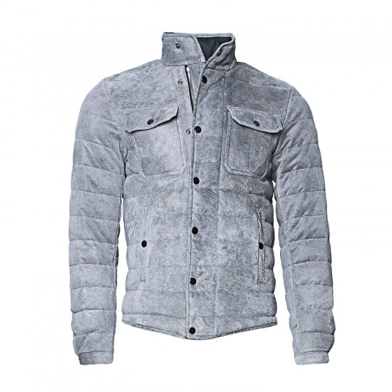 Gray Sheepskin Quilted Feather Jacket