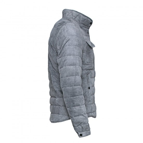 Gray Sheepskin Quilted Feather Jacket