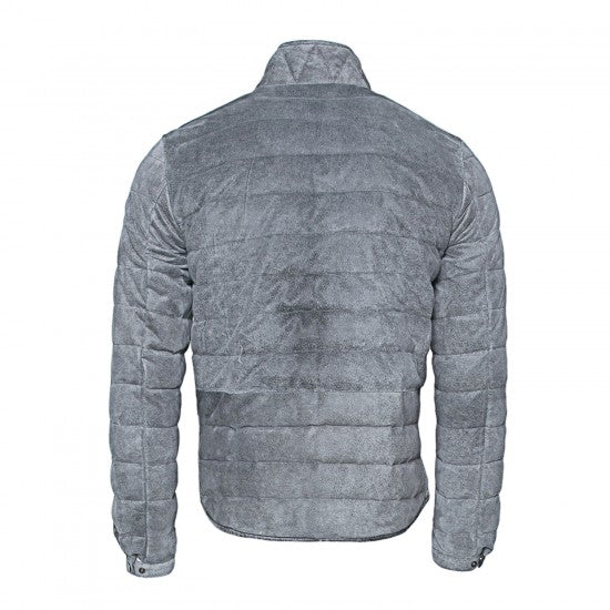 Gray Sheepskin Quilted Feather Jacket