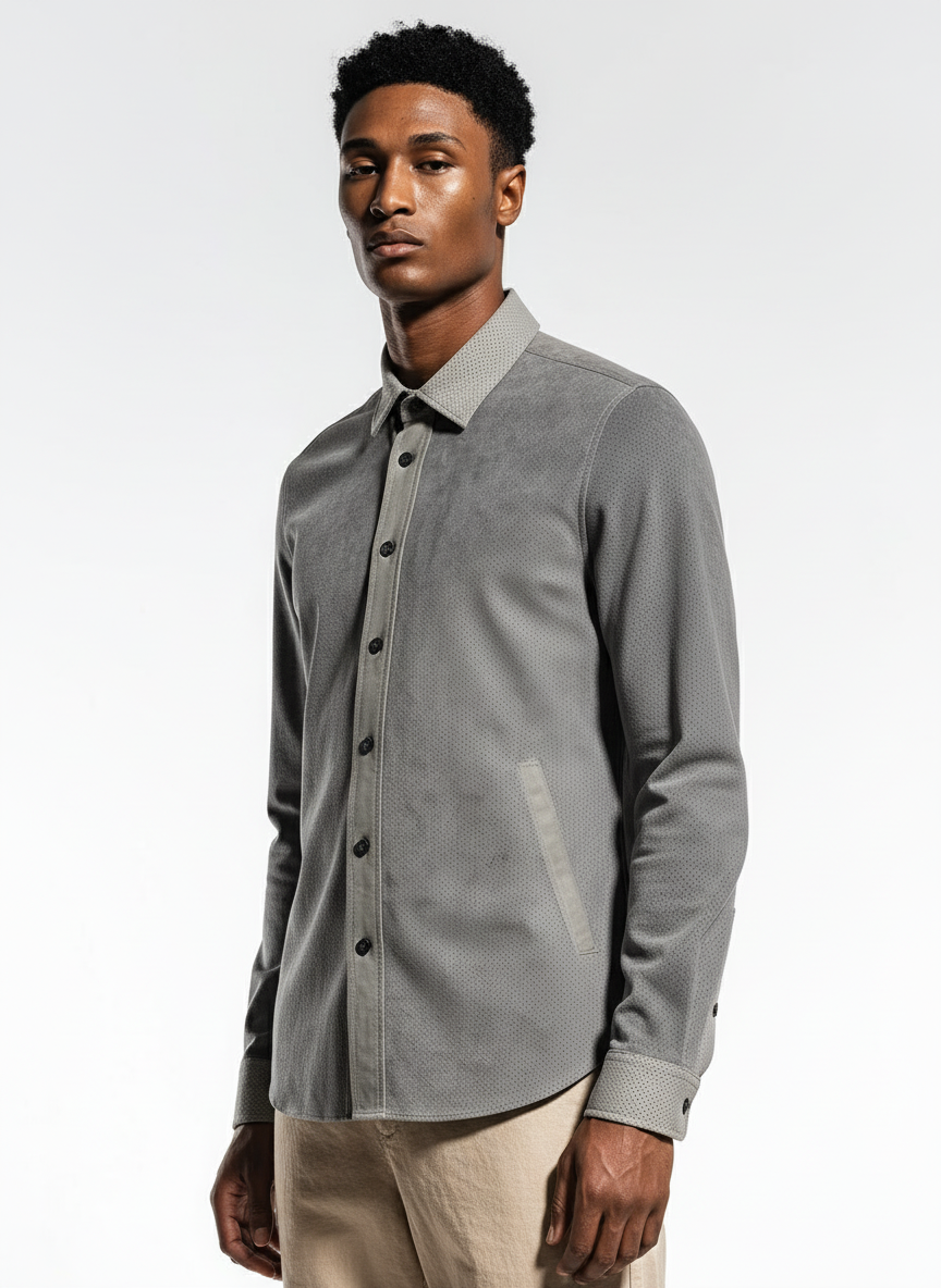 Suede Button-Down Shirt