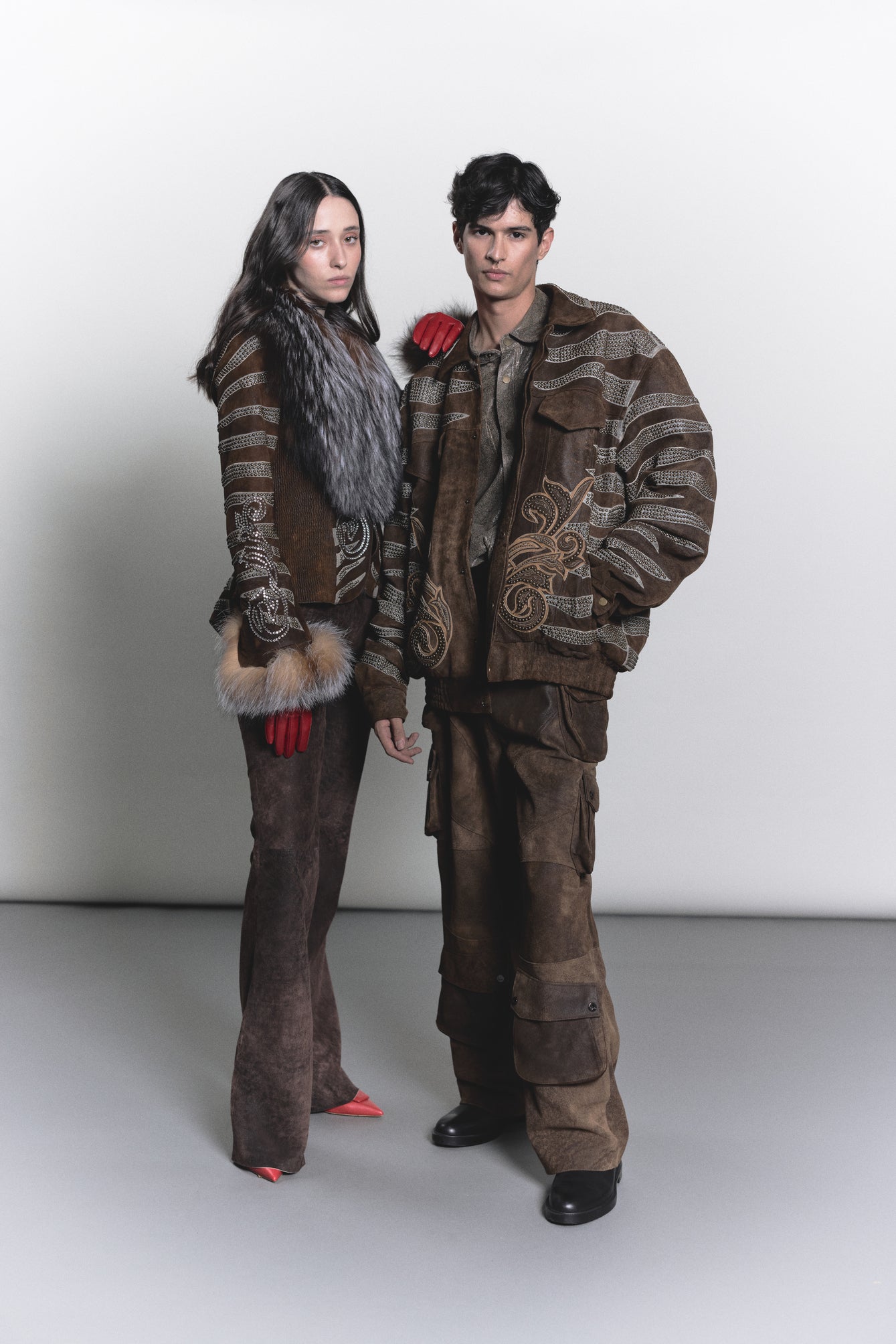 Bronze Leather Bomber with Metallic Inlay Detailing