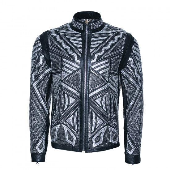 Sheepskin Crystal Embellished Jacket