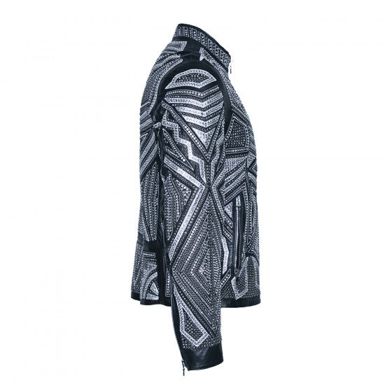 Sheepskin Crystal Embellished Jacket