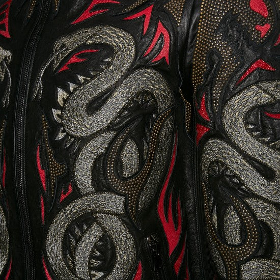 Dragon Embroidered Sheepskin Jacket