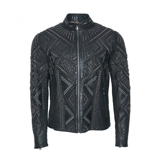 Black Sheepskin Swarovski Embellished Jacket