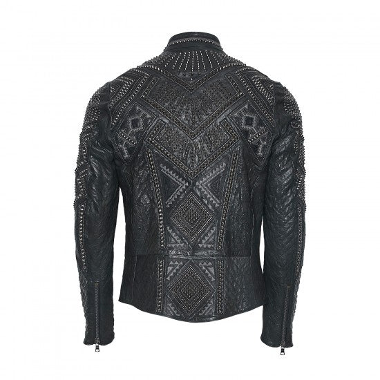 Black Sheepskin Swarovski Embellished Jacket