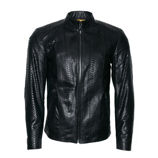 Black Python Mao Collar Jacket