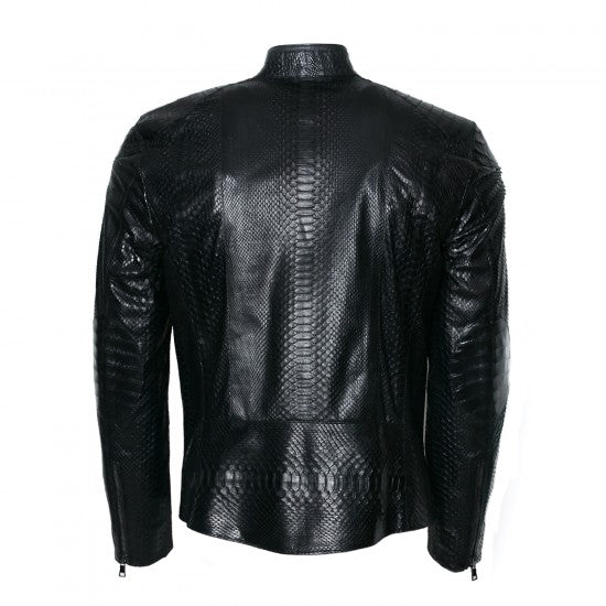 Black Python Mao Collar Jacket