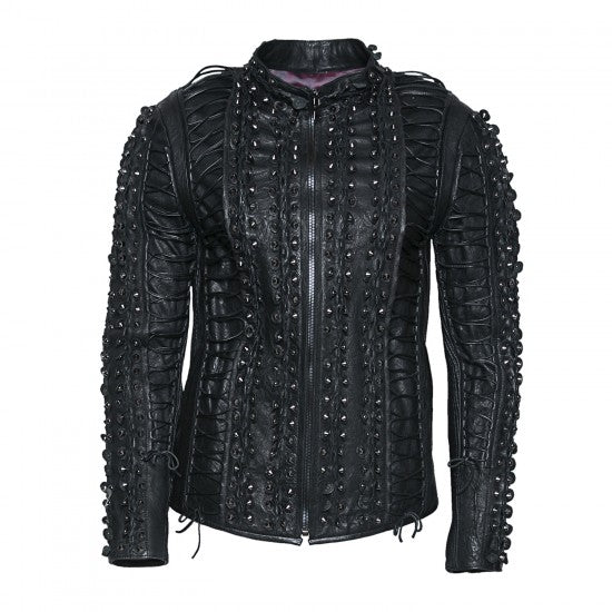 Black Sheepskin Metal-Embellished Jacket