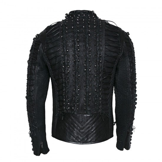 Black Sheepskin Metal-Embellished Jacket