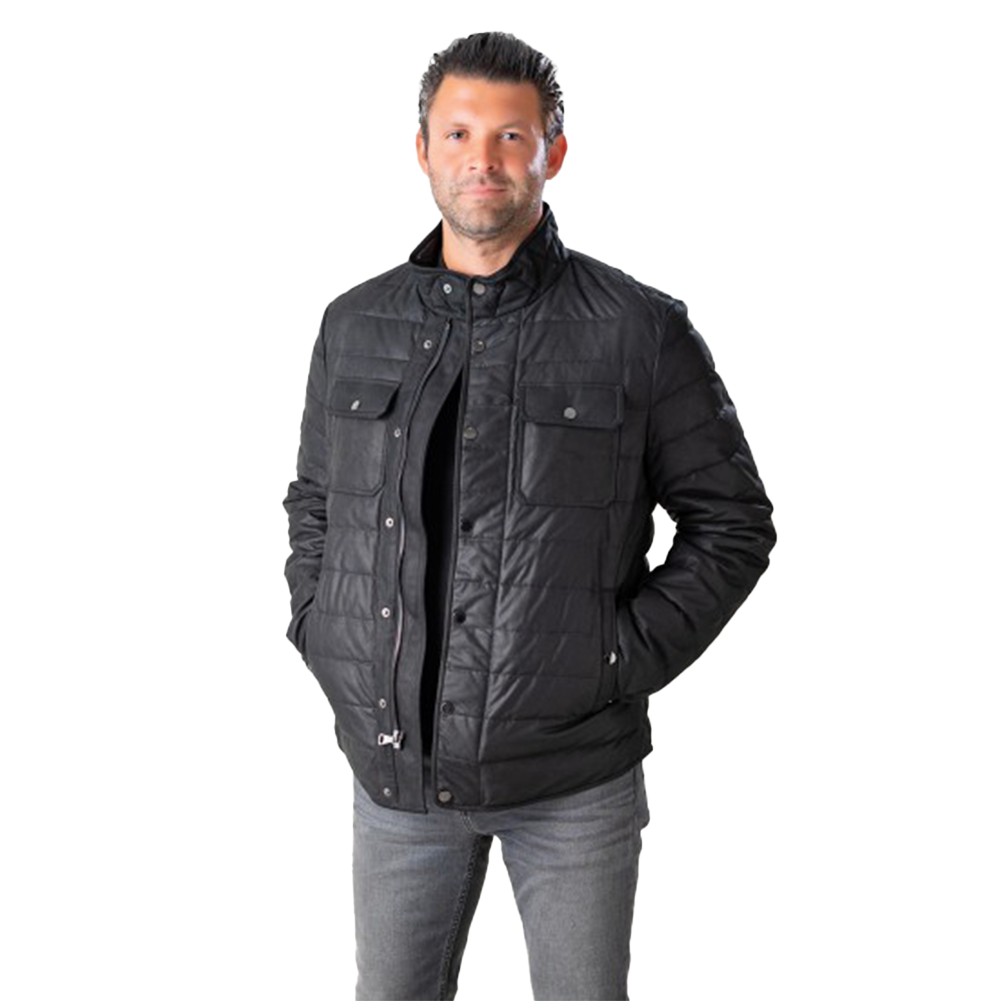 Gray Sheepskin Quilted Feather Jacket