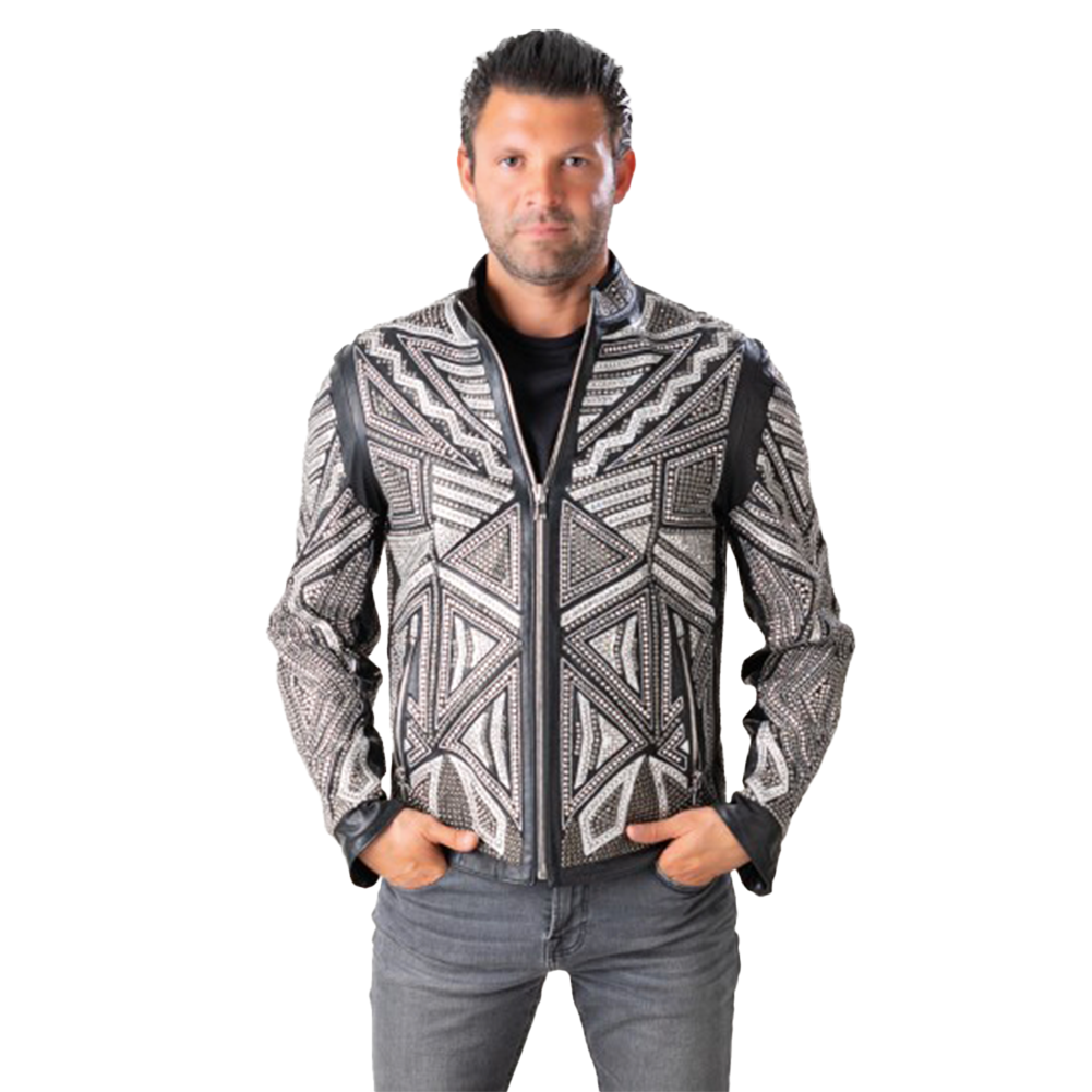 Sheepskin Crystal Embellished Jacket