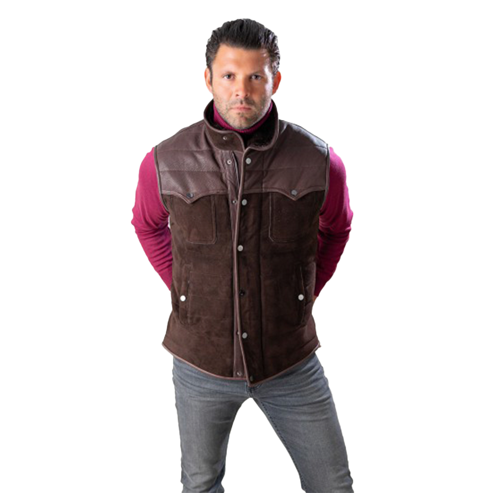 Chaleco de cuello alto de piel de oveja