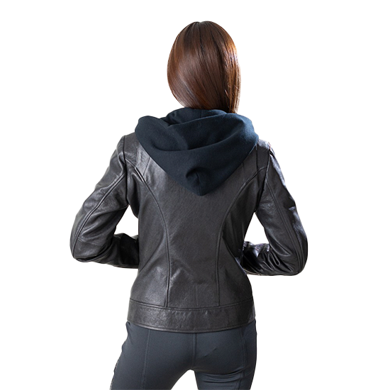 Black Sheep Leather Biker Jacket with Hood