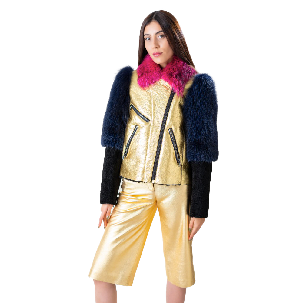 Golden Sheepskin High-Rise Culottes