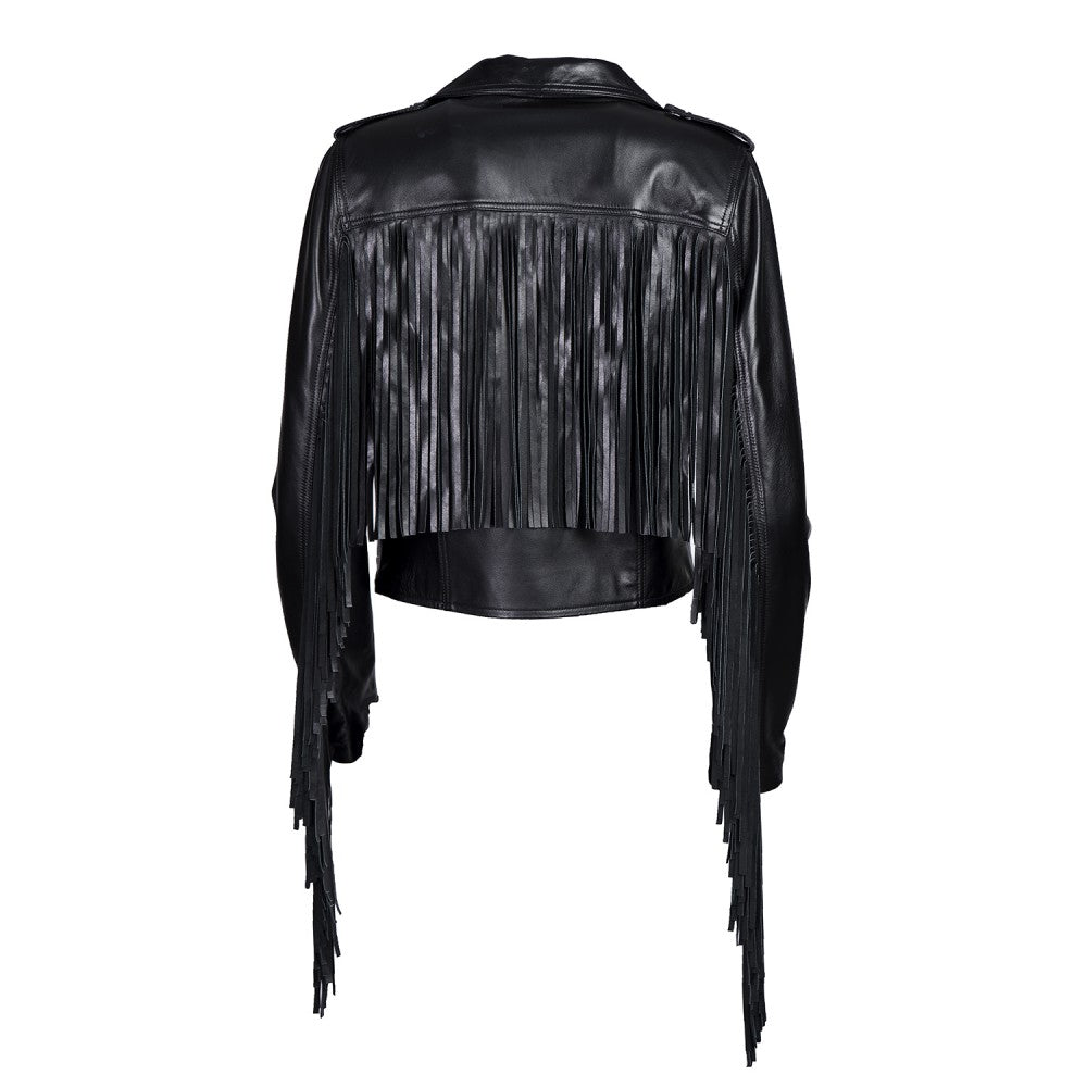 Sheepskin Biker Jacket with Fringe
