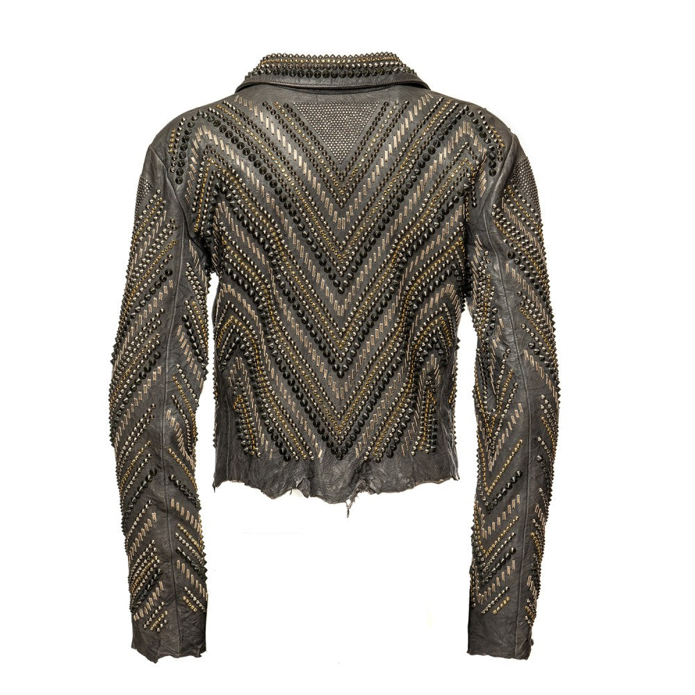 Studded Black Leather Biker Jacket