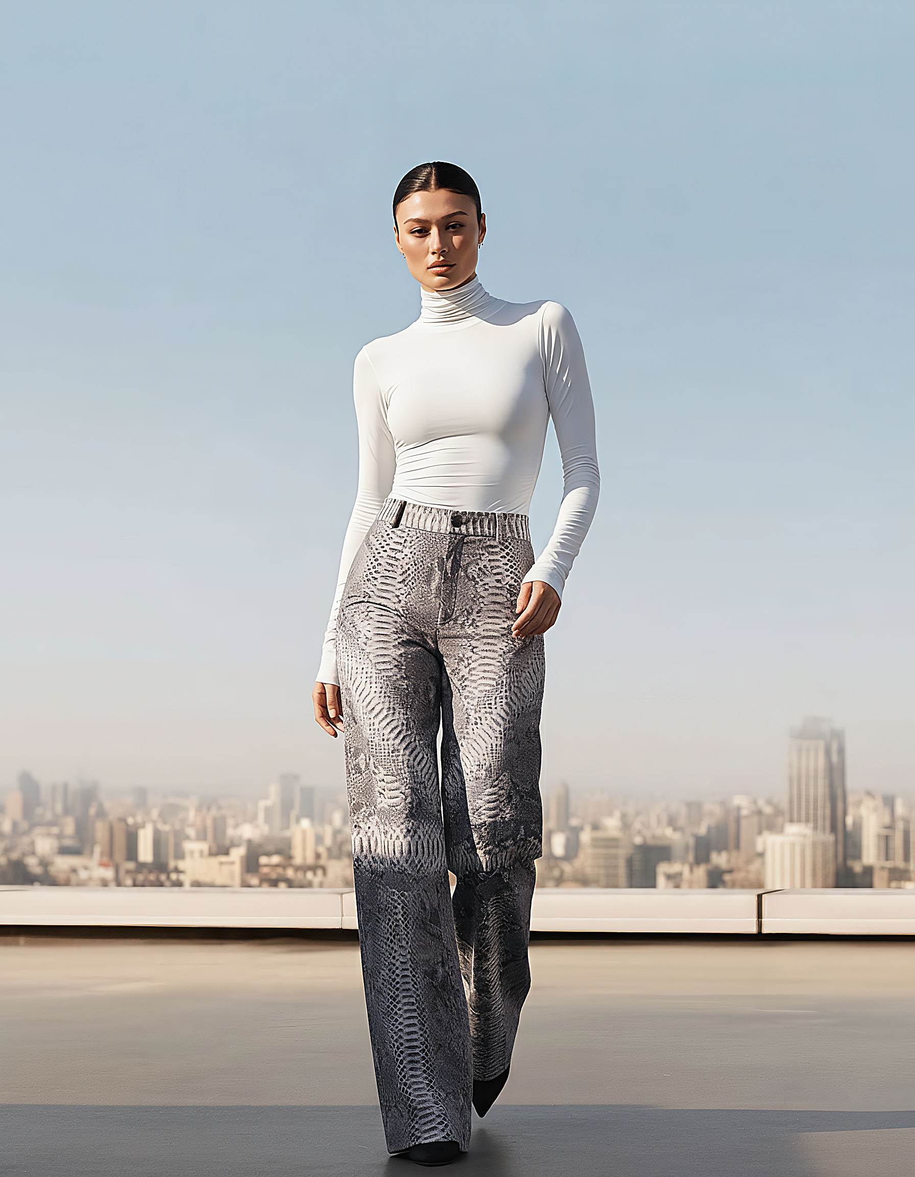 High-Waisted Snakeskin Pants
