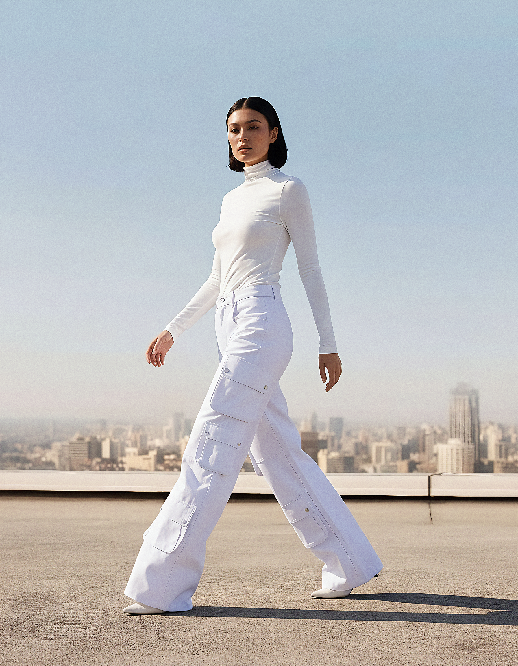 High Waisted Leather Wide Leg Cargo Pants