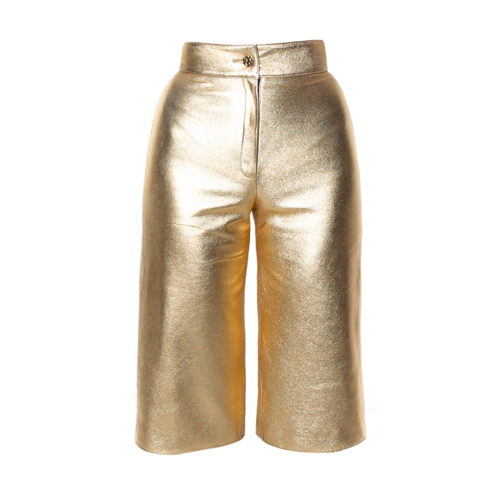 Golden Sheepskin High-Rise Culottes