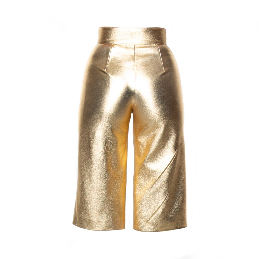 Golden Sheepskin High-Rise Culottes