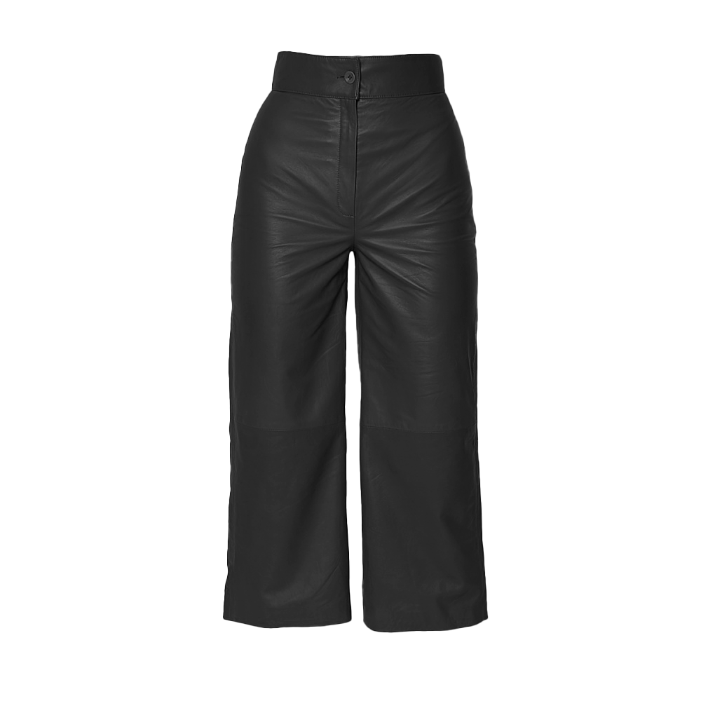 Pantalones culotte de tiro alto de piel de oveja