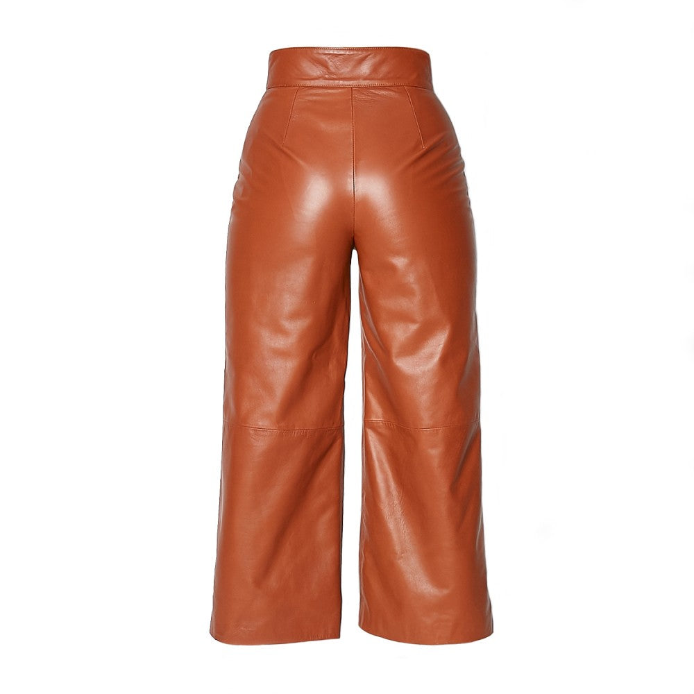 Pantalones culotte de tiro alto de piel de oveja