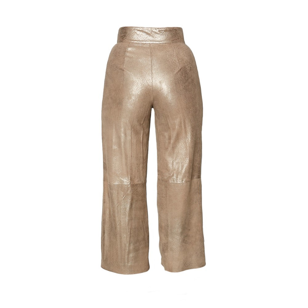 Pantalones culotte de tiro alto de piel de oveja