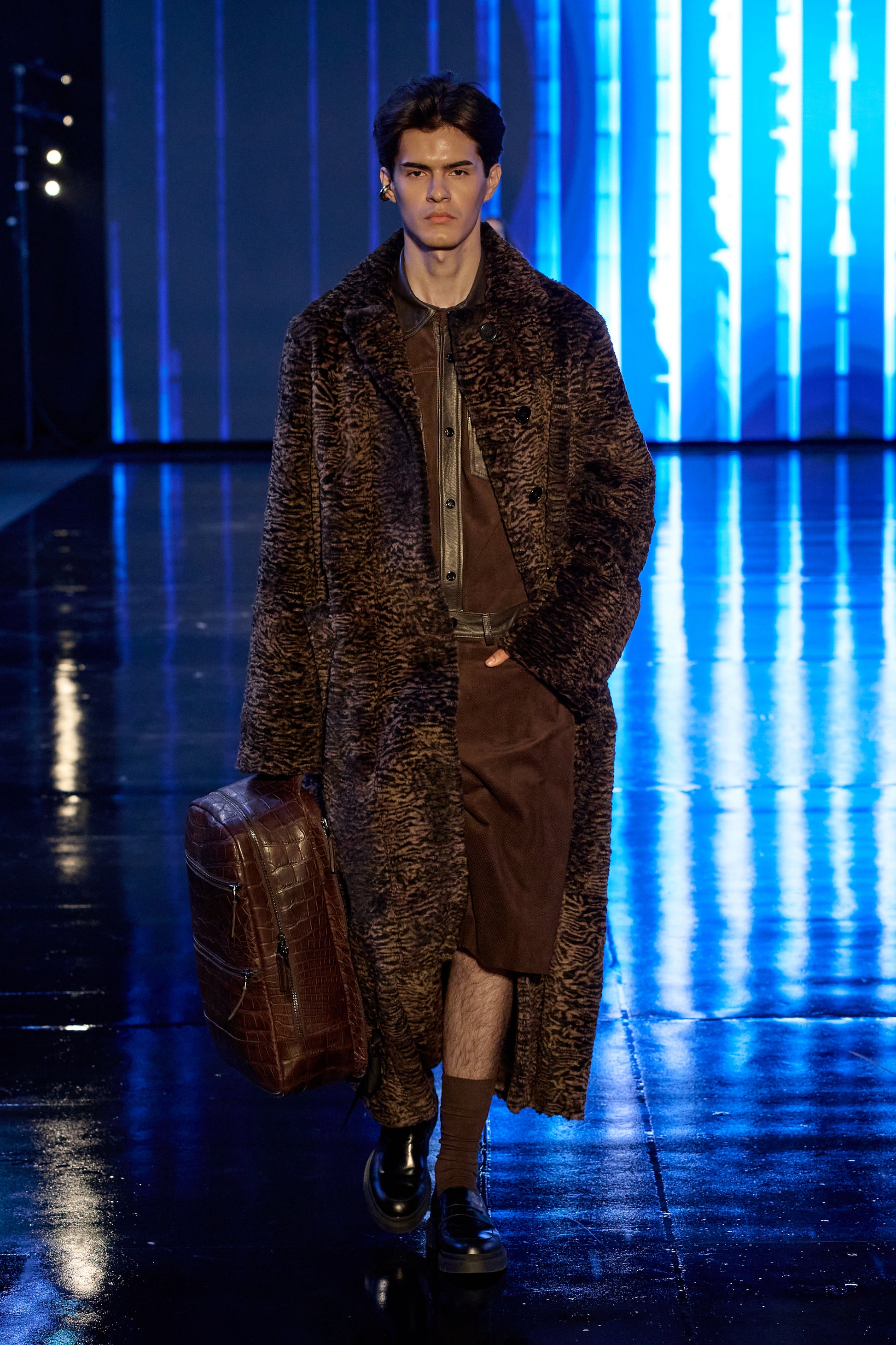 Sheared Rabbit Fur Long Coat