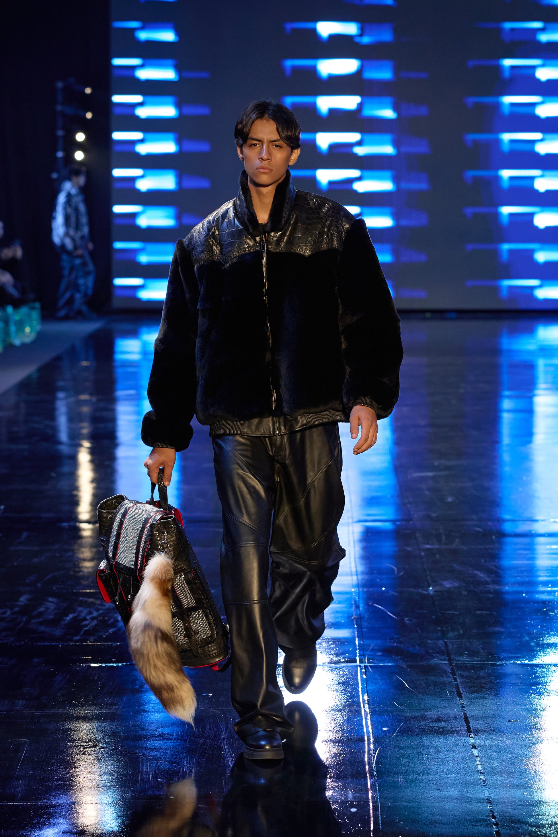 Rex Rabbit Bomber with Lizard Leather Accents