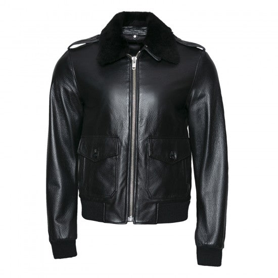 Black Sheepskin Aviator Jacket