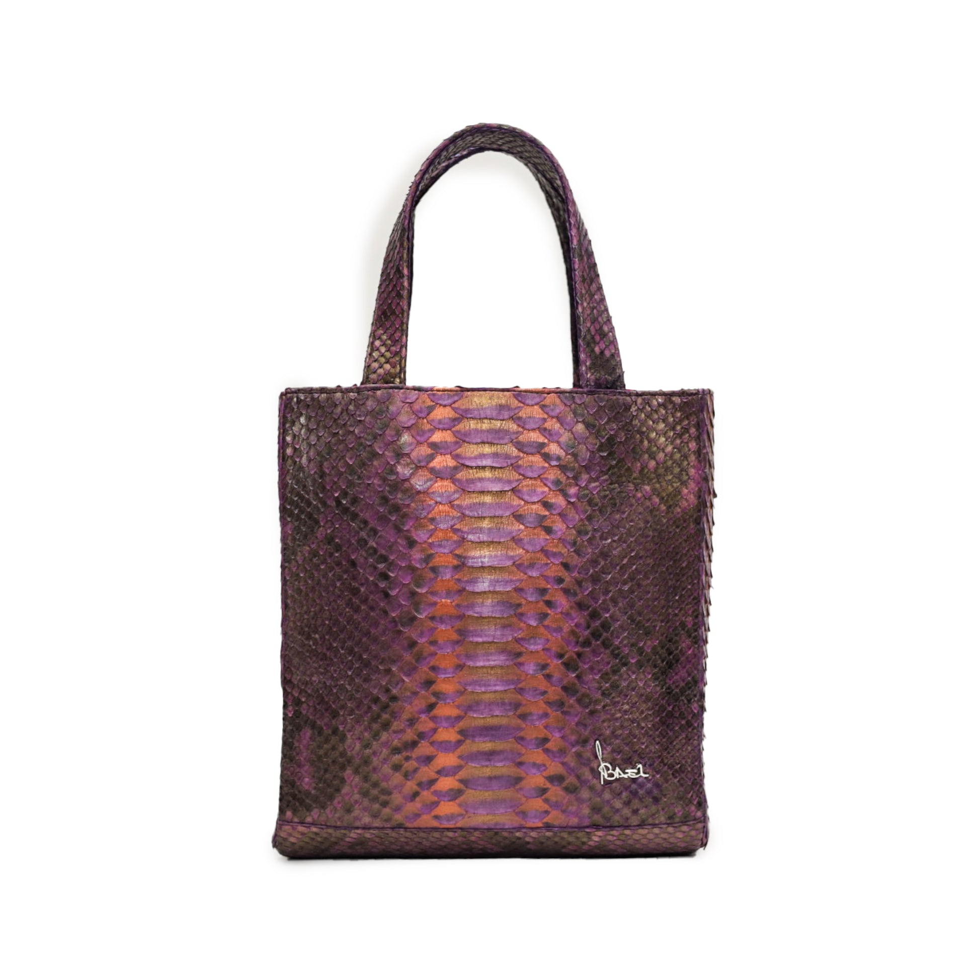 Multicolor Python Leather Structured Tote Bag