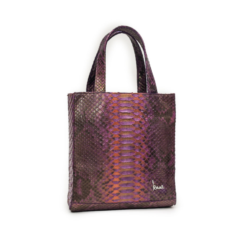 Multicolor Python Leather Structured Tote Bag
