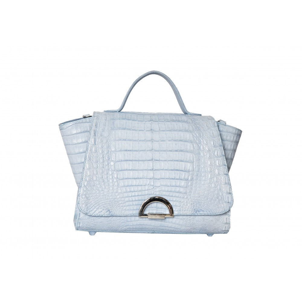 Caiman Leather Flap Handbag