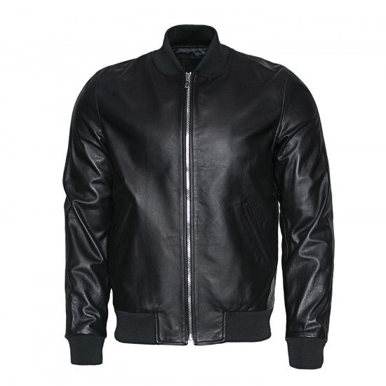 Sheepskin Bomber Jacket with Metal Zipper