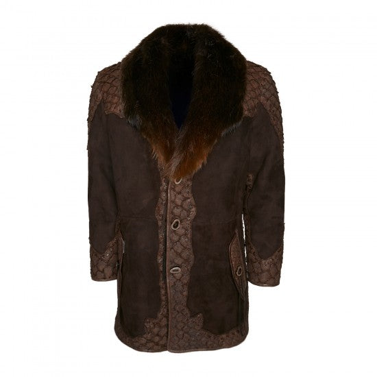 Sheepskin Aviator Jacket with Beaver Fur Collar