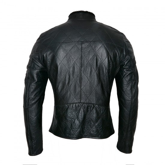 Black Sheepskin Diamond Quilted Jacket