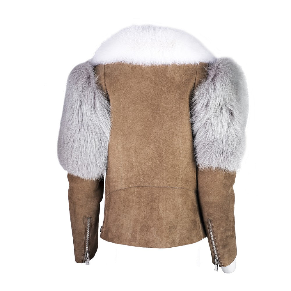Sheepskin Aviator Jacket with Fox Fur Collar